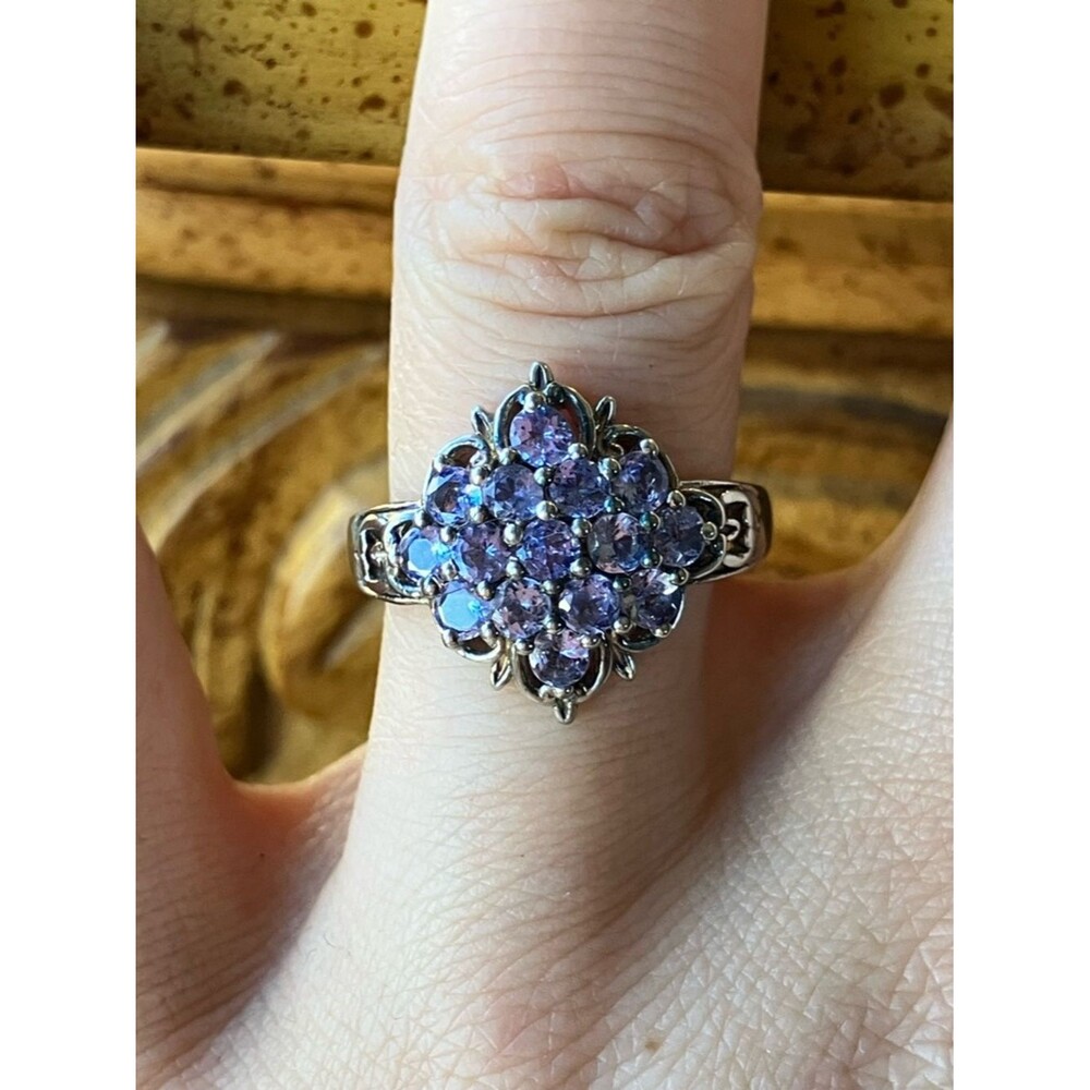 Natural Tanzanite Sterling Silver Ring Size 6.75